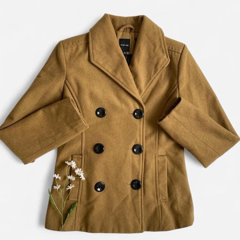 Y2K tan peacoat